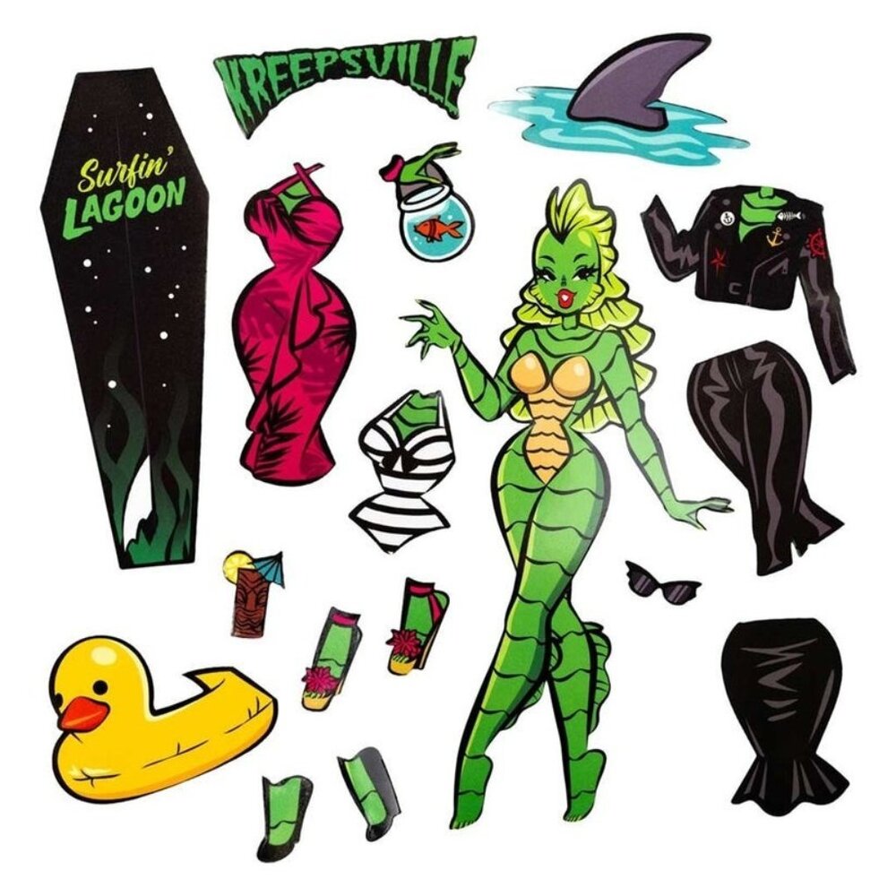 Kreepsville 666 She Creature Dress Up Magnet Set Toy Sexy Rocker Gal Lagoon NEW